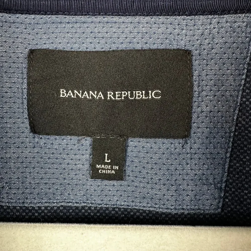 Banana Republic Men's Jacket Zip Snap Front Utility Softshell Navy Large Outdoor